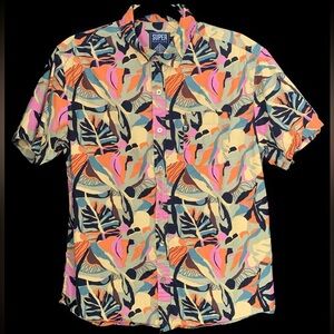 Super Massive 100% Cotton Jungle Print Buttoned Short Sleeves Shirt
